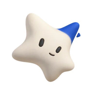 Si, an abstract ivory silicon sprite with a cobalt tip and a curious face